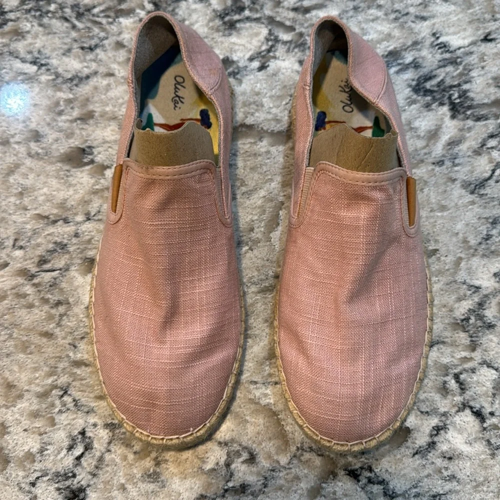 OluKai Kaula Pa’a Kapa Espadrille Slip On Shoes Pink Women’s Size 8.5